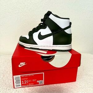 Nike Dunk High (PS) Casual Kids Size 12.5C Shoe White Cargo Khaki DD2314-105 EUC